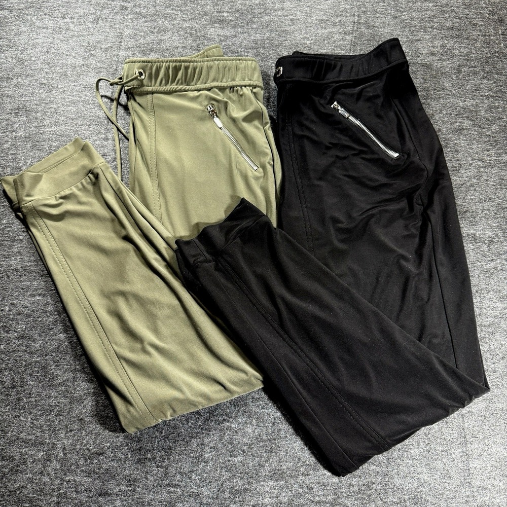 Joseph Ribkoff Joggers Womens 10 Bundle of 2 High Waist Relaxed Black Green